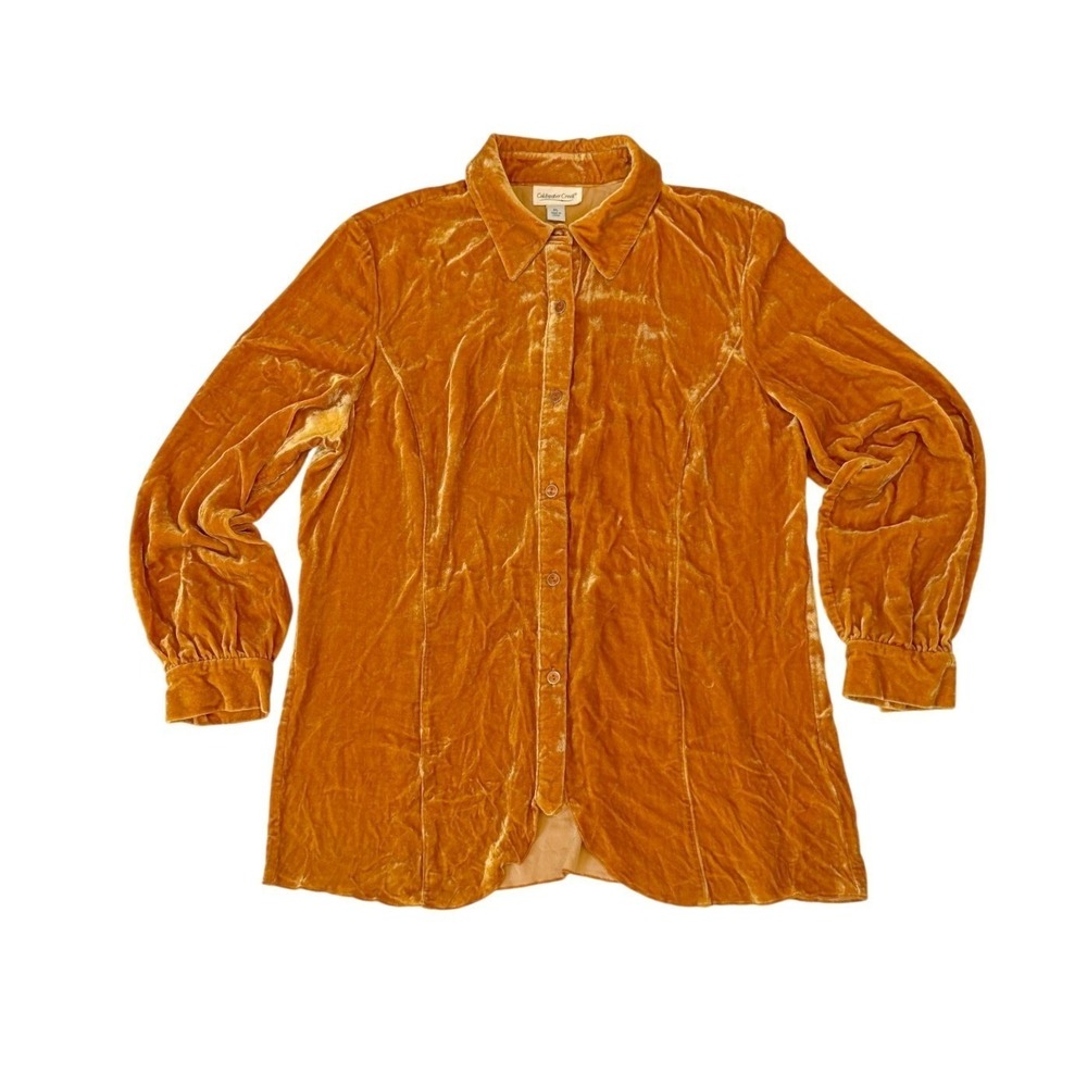 Boho Silk Blend Velvet Shacket Shirt Jacket PL Petite Large Fall Pumpkin Orange